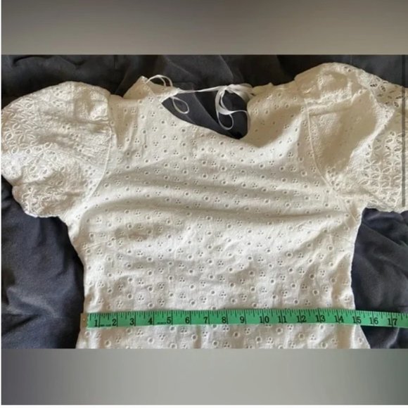 NWT FREE PEOPLE White Puff Sleeve Eyelet Dress - Picture 6 of 7